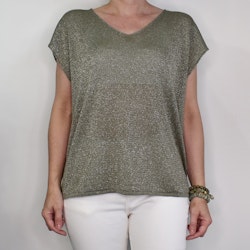 Topp V-ringad Lurex KAKI