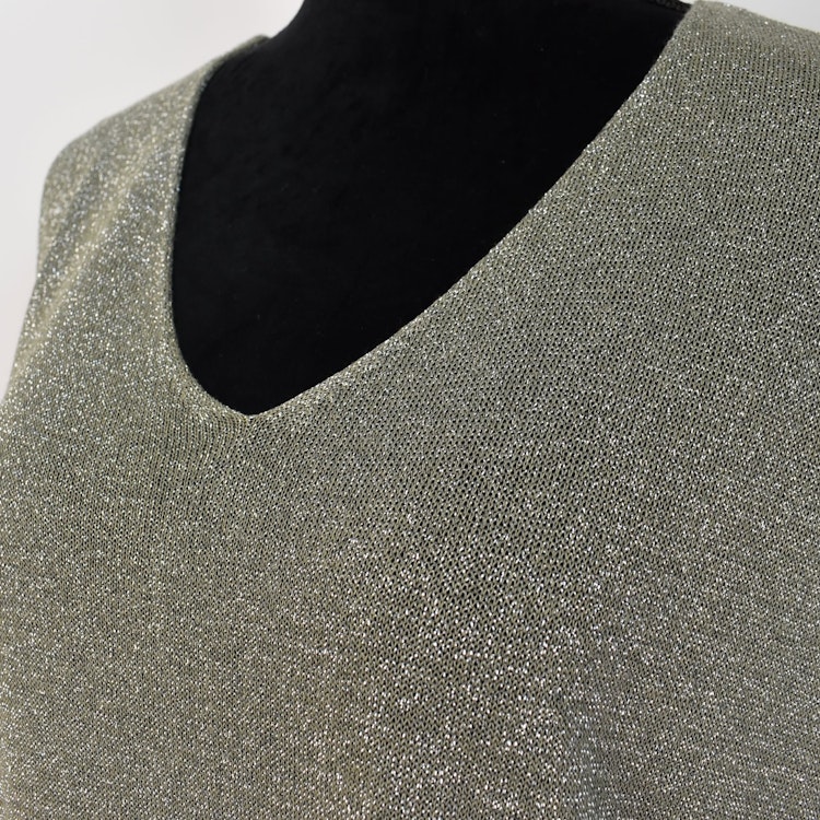 Topp V-ringad Lurex KAKI