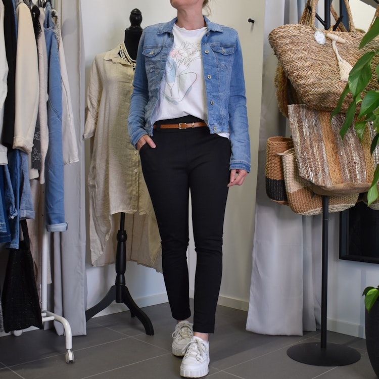 Leggings med Fickor och Skärp SVART