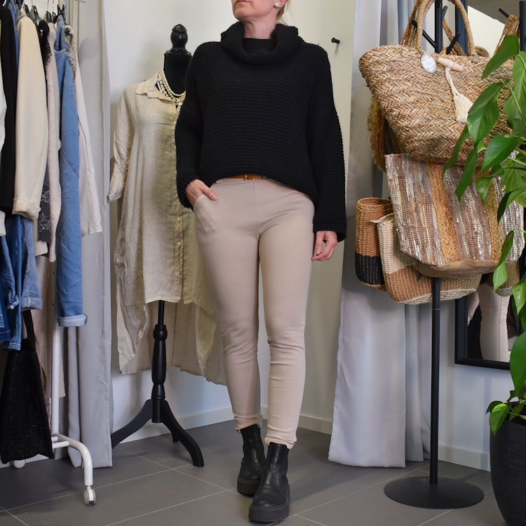 Leggings med Fickor och Skärp BEIGE