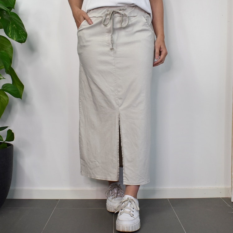 Kjol Lång Stretchig BEIGE