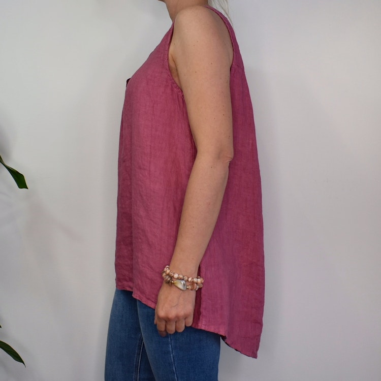 Linne/Ärmlös topp FUSCHIA