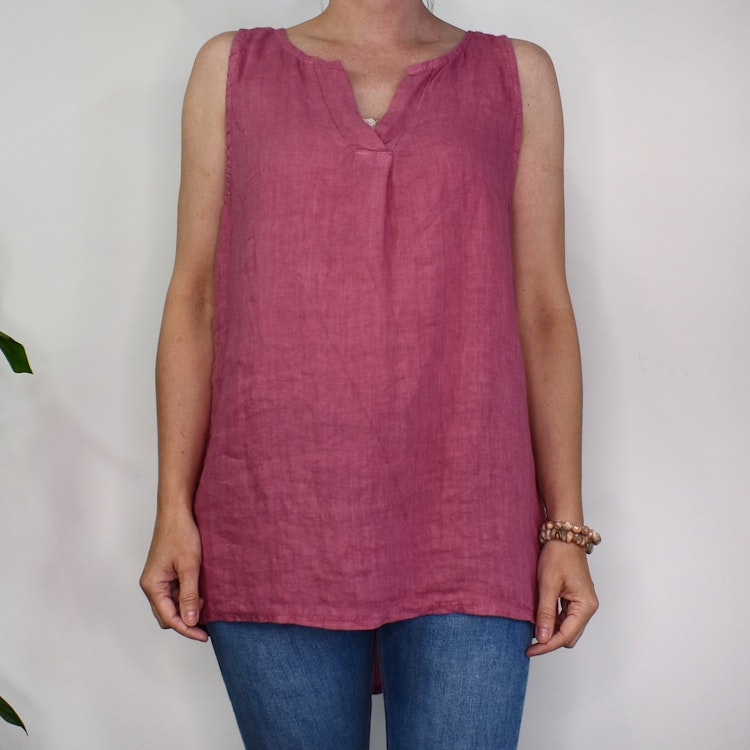 Linne/Ärmlös topp FUSCHIA