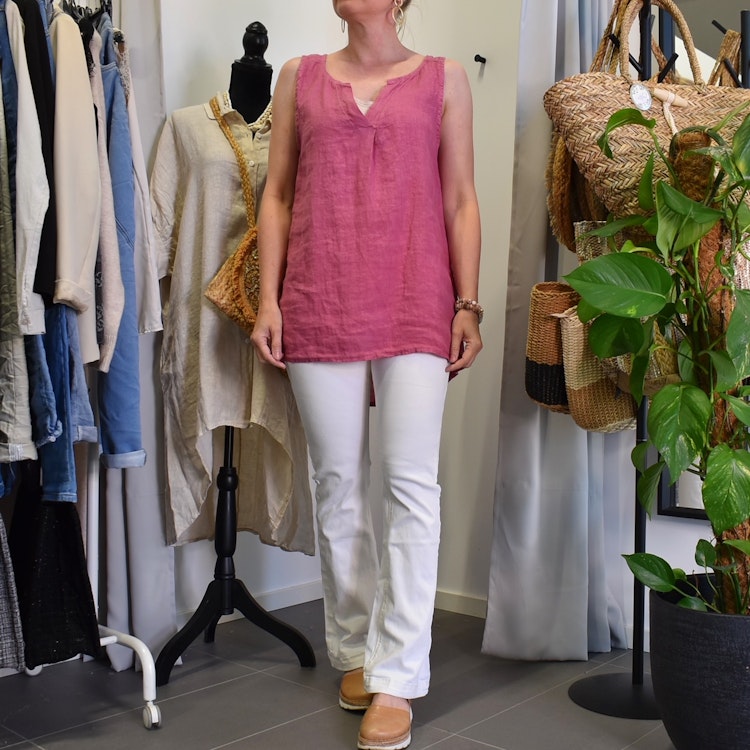 Linne/Ärmlös topp FUSCHIA