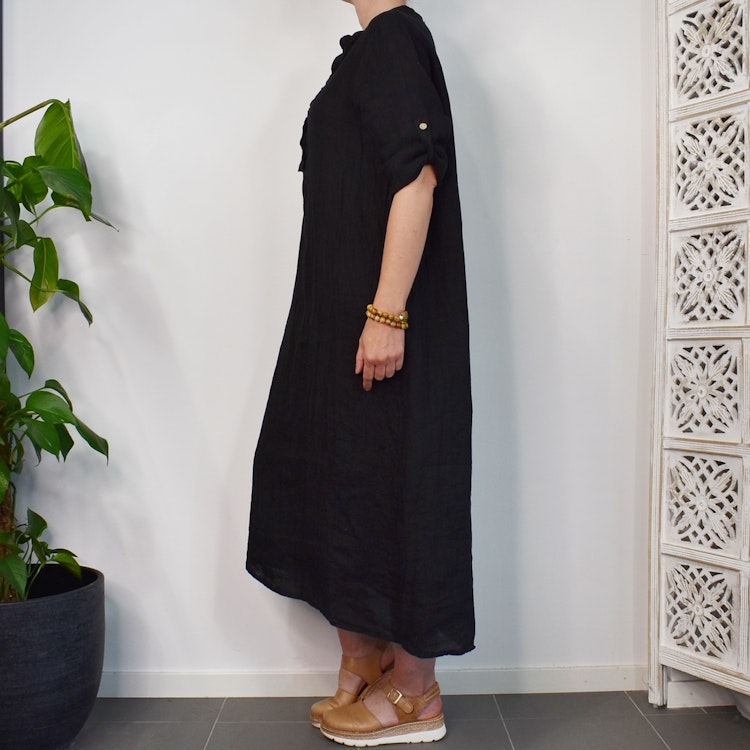 Linneklänning Camelia SVART - Marta du Chateau