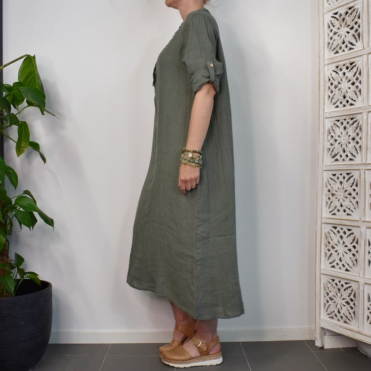 Linneklänning Camelia MILITARY - Marta du Chateau