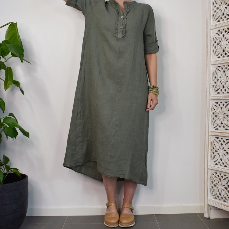 Linneklänning Camelia MILITARY - Marta du Chateau
