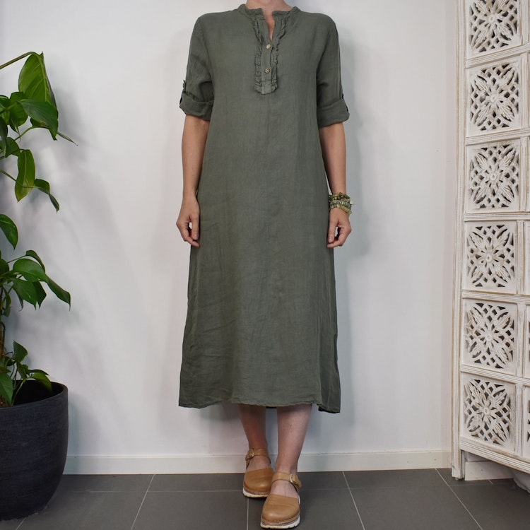 Linneklänning Camelia MILITARY - Marta du Chateau