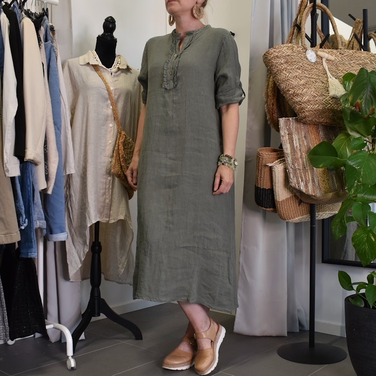 Linneklänning Camelia MILITARY - Marta du Chateau