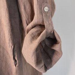 Kort Linneklänning med Krås TAUPE