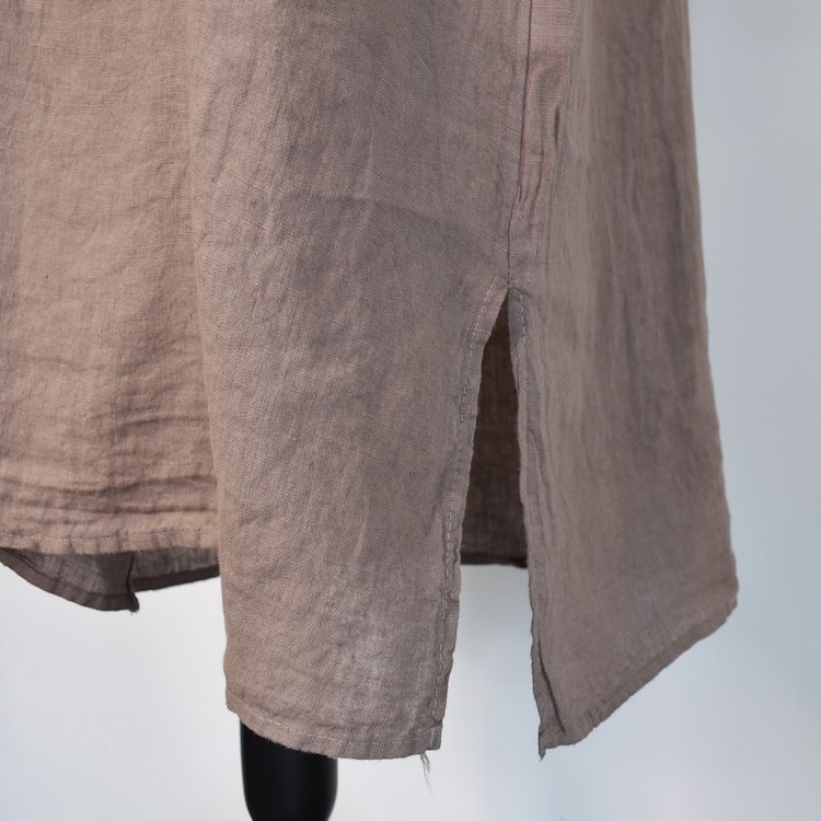 Kort Linneklänning med Krås TAUPE