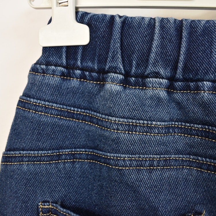 Jeans Resårmidja och Knytband MÖRK BLÅ - 3D Denim