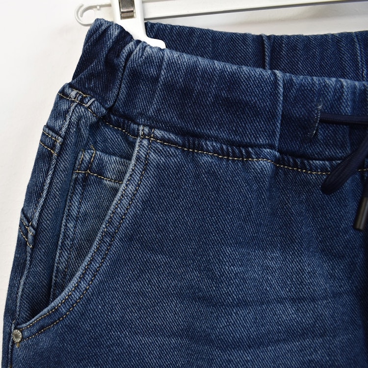 Jeans Resårmidja och Knytband MÖRK BLÅ - 3D Denim