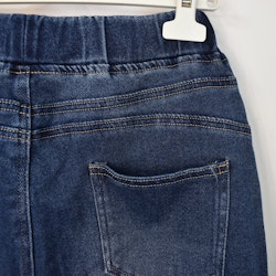 Jeans Resårmidja och Knytband MÖRK BLÅ - 3D Denim