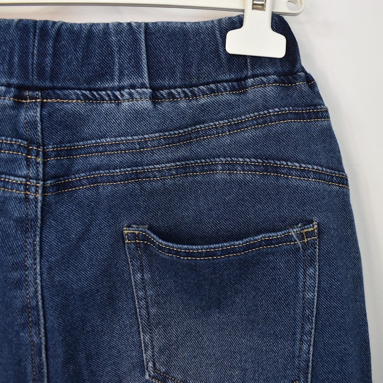 Jeans Resårmidja och Knytband MÖRK BLÅ - 3D Denim