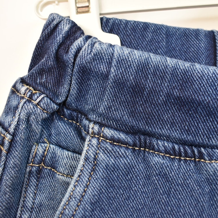 Jeans Resårmidja och Knytband MÖRK BLÅ - 3D Denim