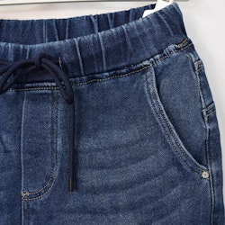 Jeans Resårmidja och Knytband MÖRK BLÅ - 3D Denim