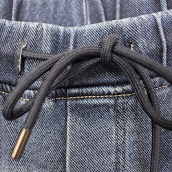 Jeans Resårmidja och Knytband MÖRK BLÅ - 3D Denim