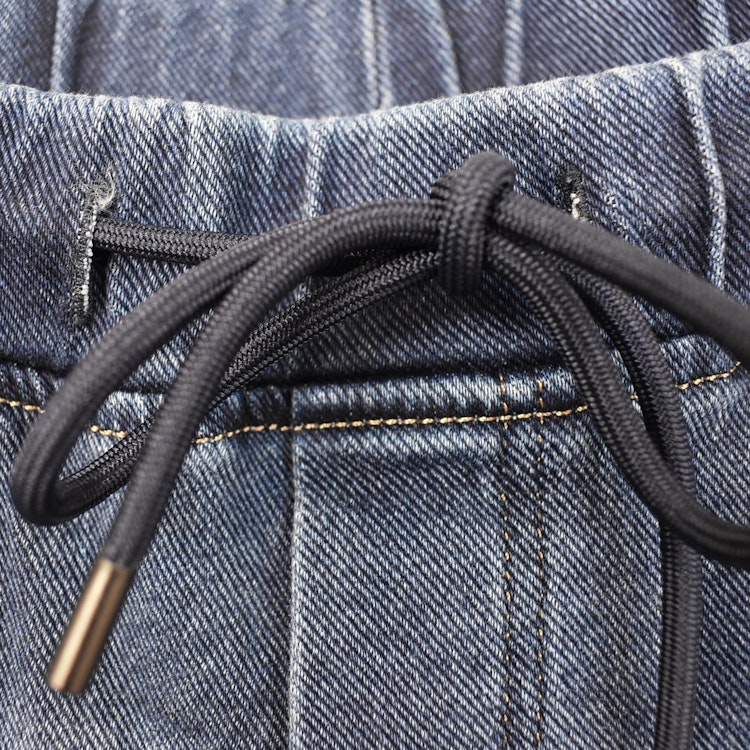 Jeans Resårmidja och Knytband MÖRK BLÅ - 3D Denim