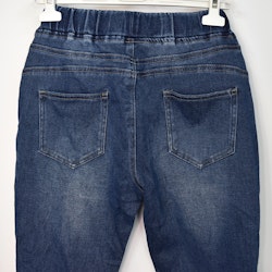 Jeans Resårmidja och Knytband MÖRK BLÅ - 3D Denim