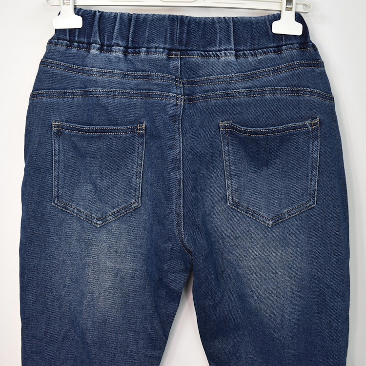 Jeans Resårmidja och Knytband MÖRK BLÅ - 3D Denim