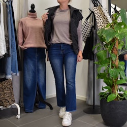 Jeans Flare med Fransar MÖRK BLÅ - 3D Denim