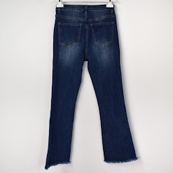 Jeans Flare med Fransar MÖRK BLÅ - 3D Denim