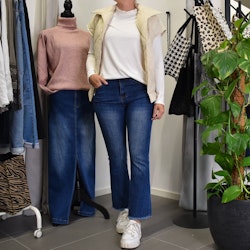Jeans Flare med Fransar MÖRK BLÅ - 3D Denim