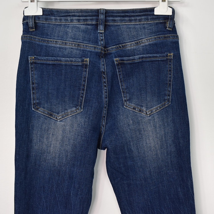 Jeans Flare med Fransar MÖRK BLÅ - 3D Denim