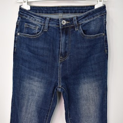 Jeans Flare med Fransar MÖRK BLÅ - 3D Denim