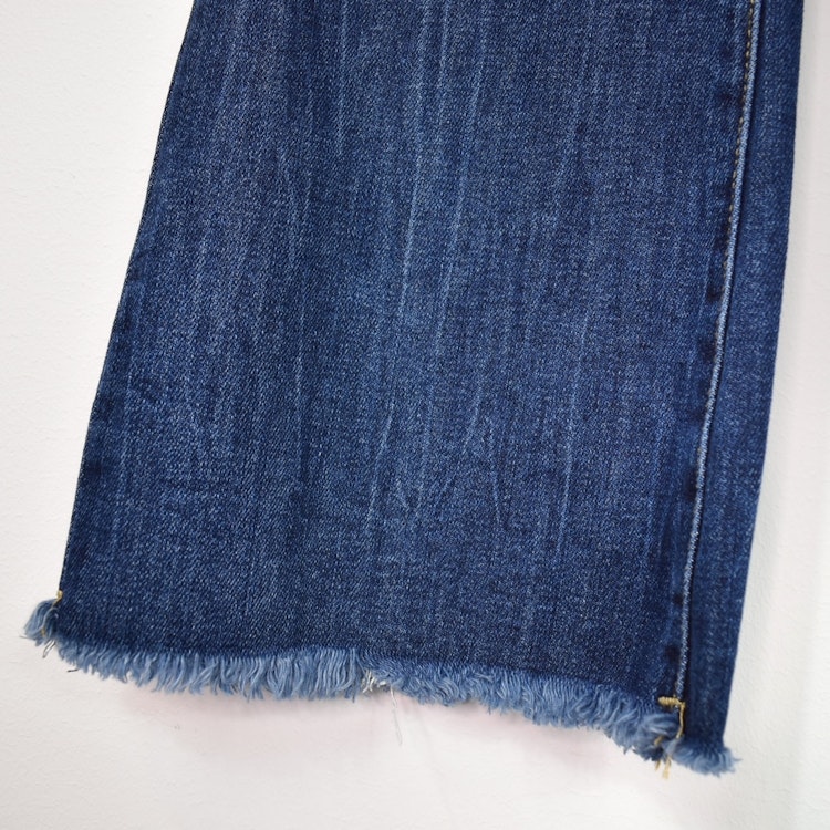 Jeans Flare med Fransar MÖRK BLÅ - 3D Denim