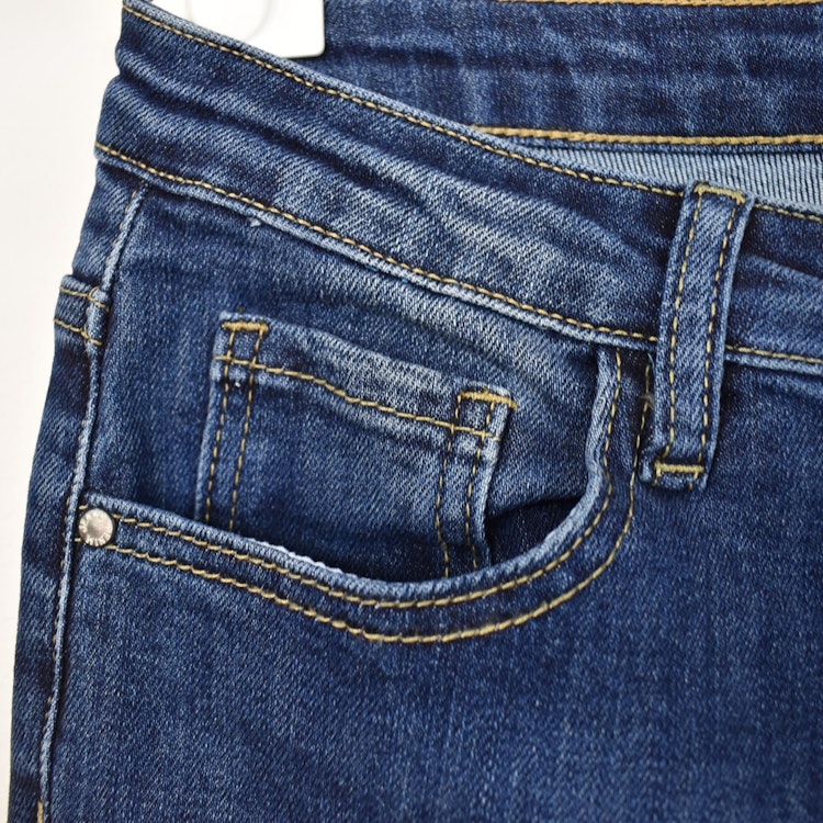 Jeans Flare med Fransar MÖRK BLÅ - 3D Denim