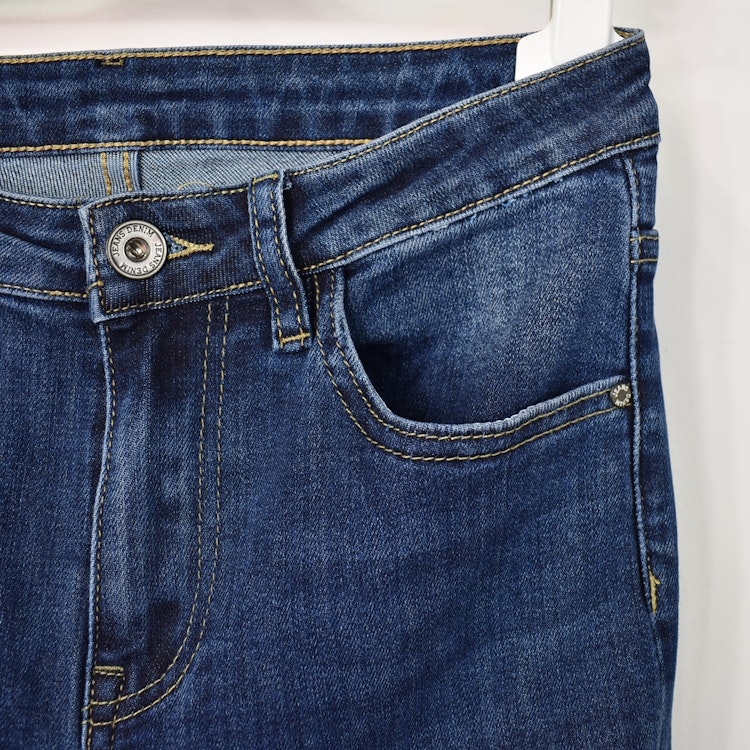 Jeans Flare med Fransar MÖRK BLÅ - 3D Denim