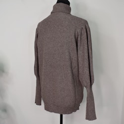 Stickad Polotröja Med Puffärm TAUPE