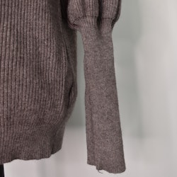 Stickad Polotröja Med Puffärm TAUPE