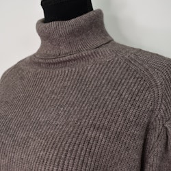 Stickad Polotröja Med Puffärm TAUPE