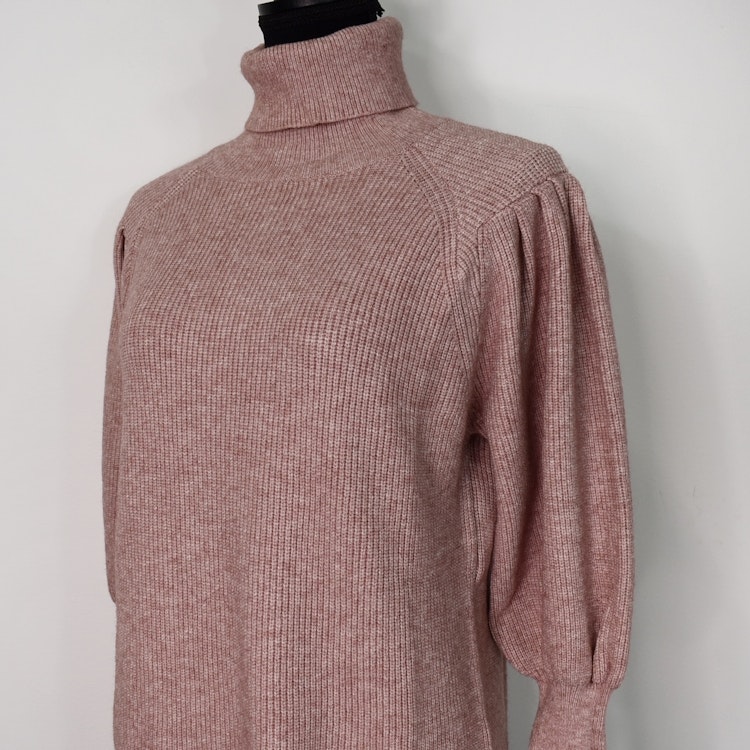 Stickad Polotröja Med Puffärm ROSE