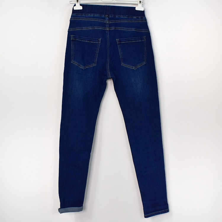Jeans Resårmidja och Knappar MÖRK BLÅ - 3D Denim