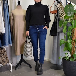 Jeans Resårmidja och Knappar MÖRK BLÅ - 3D Denim