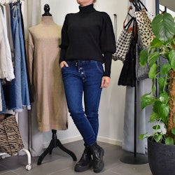 Jeans Resårmidja och Knappar MÖRK BLÅ - 3D Denim