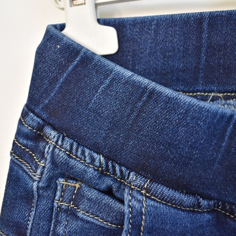 Jeans Resårmidja och Knappar MÖRK BLÅ - 3D Denim