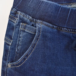 Jeans Resårmidja och Knappar MÖRK BLÅ - 3D Denim
