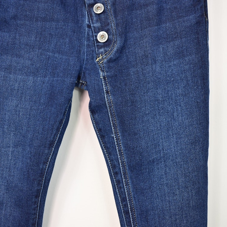 Jeans Resårmidja och Knappar MÖRK BLÅ - 3D Denim