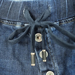Jeans Resårmidja och Knappar MÖRK BLÅ - 3D Denim