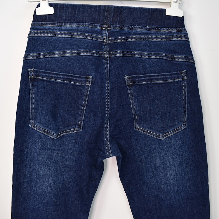 Jeans Resårmidja och Knappar MÖRK BLÅ - 3D Denim