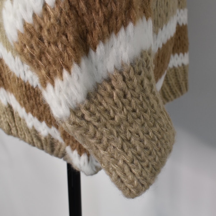 Stickad Kofta Randig TAUPE/CAMEL