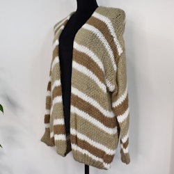 Stickad Kofta Randig TAUPE/CAMEL