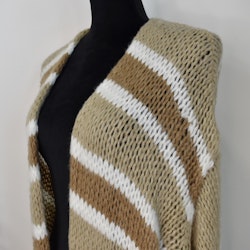 Stickad Kofta Randig TAUPE/CAMEL