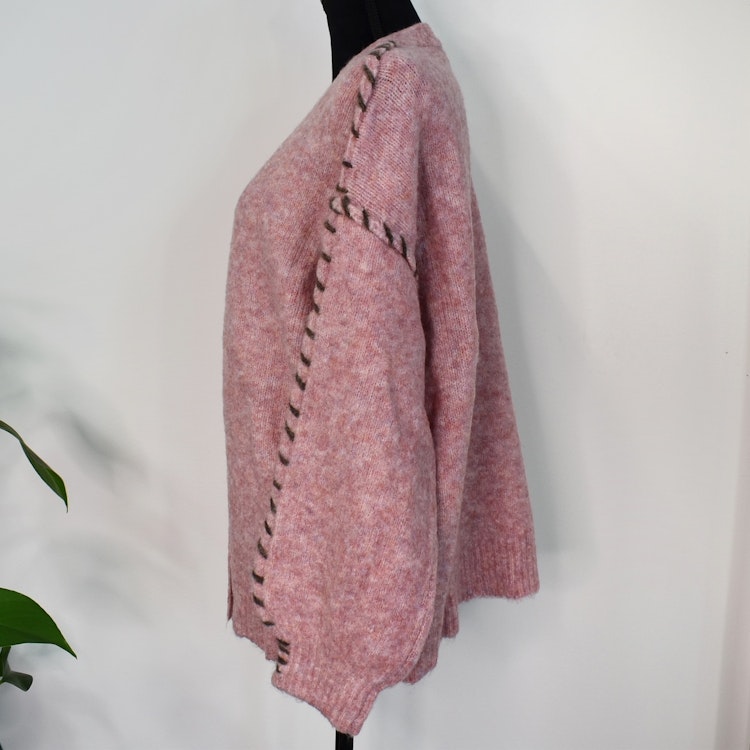 Stickad Kofta Recycled MELERAD ROSA