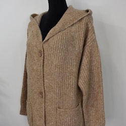 Stickad Kofta med Huva Recycled BEIGE